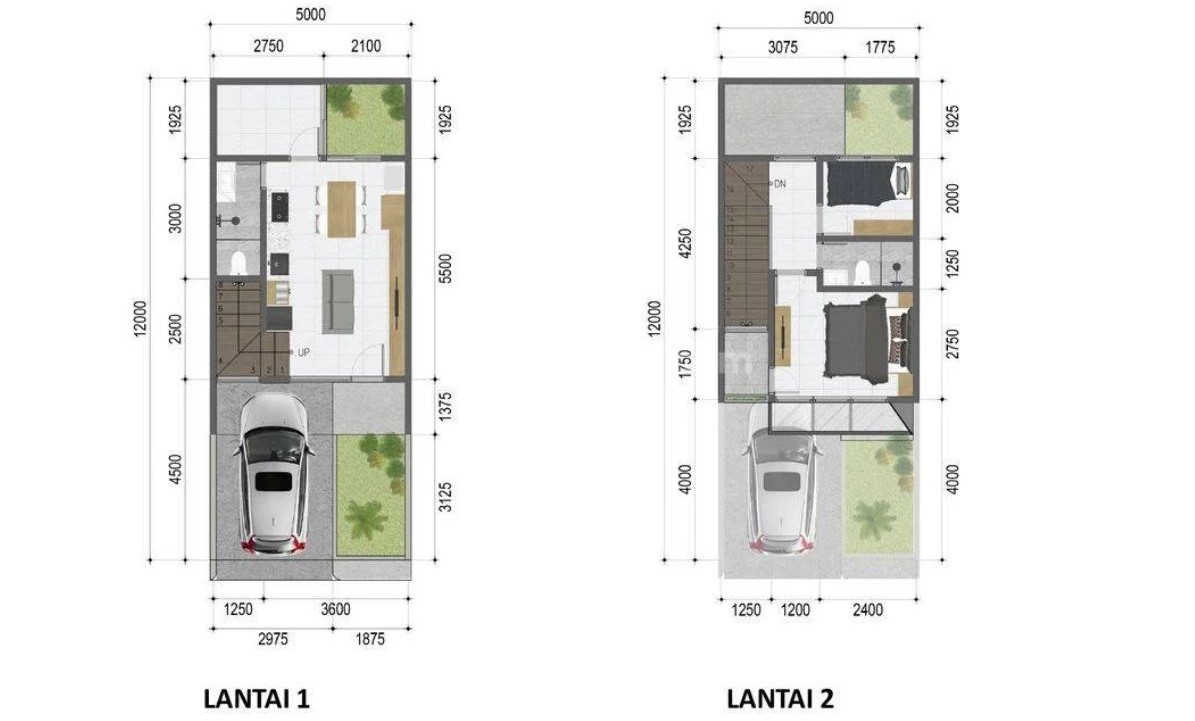 gambar denah rumah 2 lantai